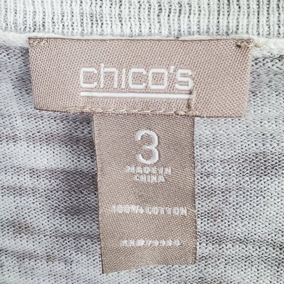 Chicos 3 Size XL Top Cotton Knit Lightweight Tie Dye Long Sleeve Studded Accents - Picture 4 of 10